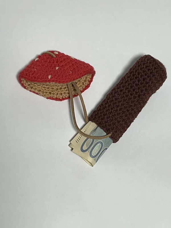 Dark Red Mushroom Pouch