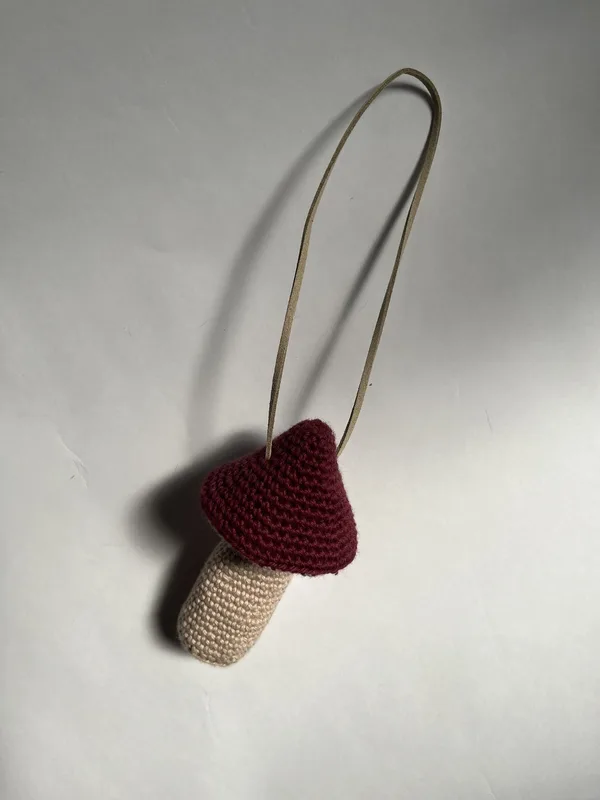 Dark Red Mushroom Pouch