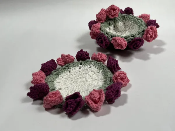 Pink/Purple Rose Coaster Set