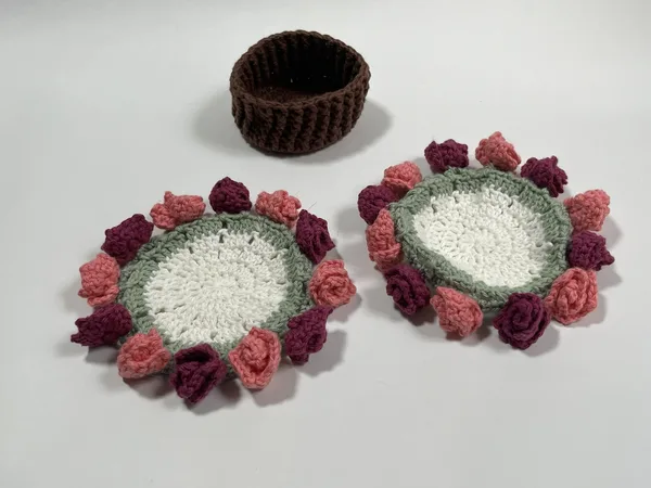 Pink/Purple Rose Coaster Set