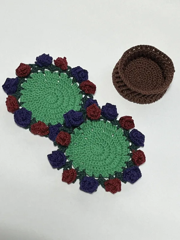 Red & Purple Blooming Rose Coasters