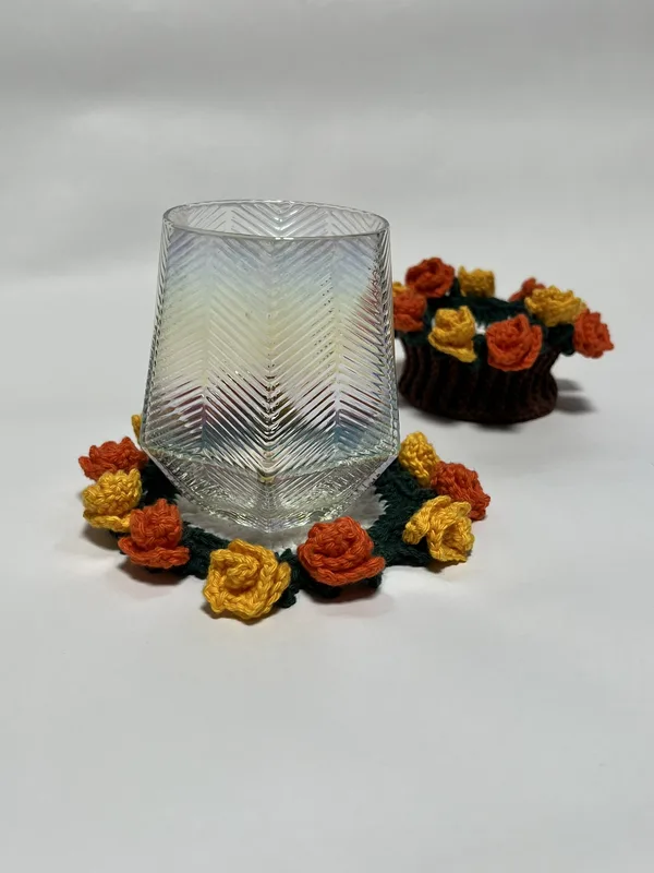 Yellow & Orange Blooming Rose Coasters