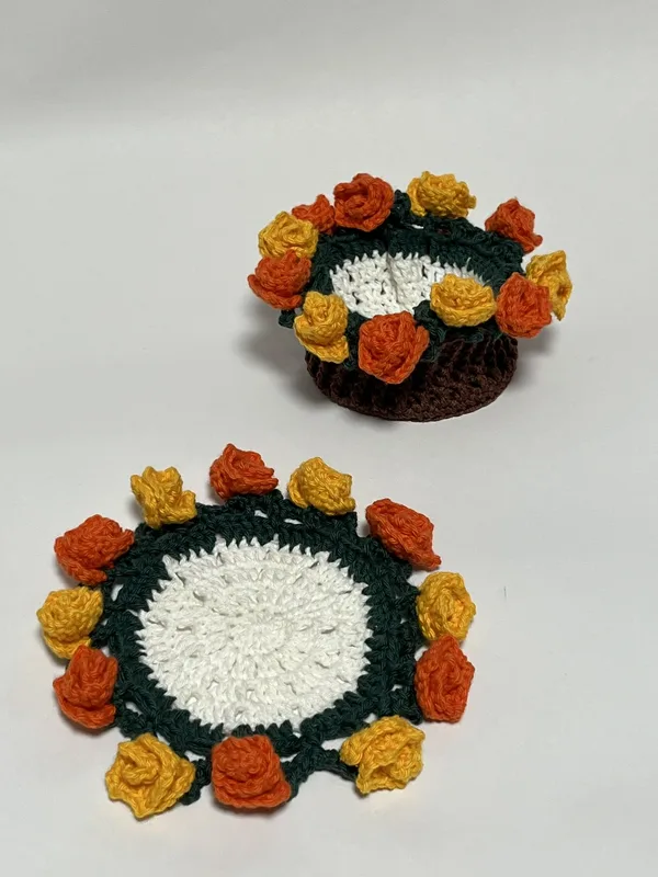 Yellow & Orange Blooming Rose Coasters