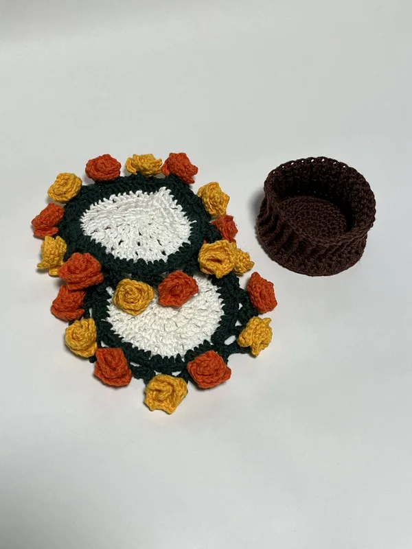 Yellow & Orange Blooming Rose Coasters